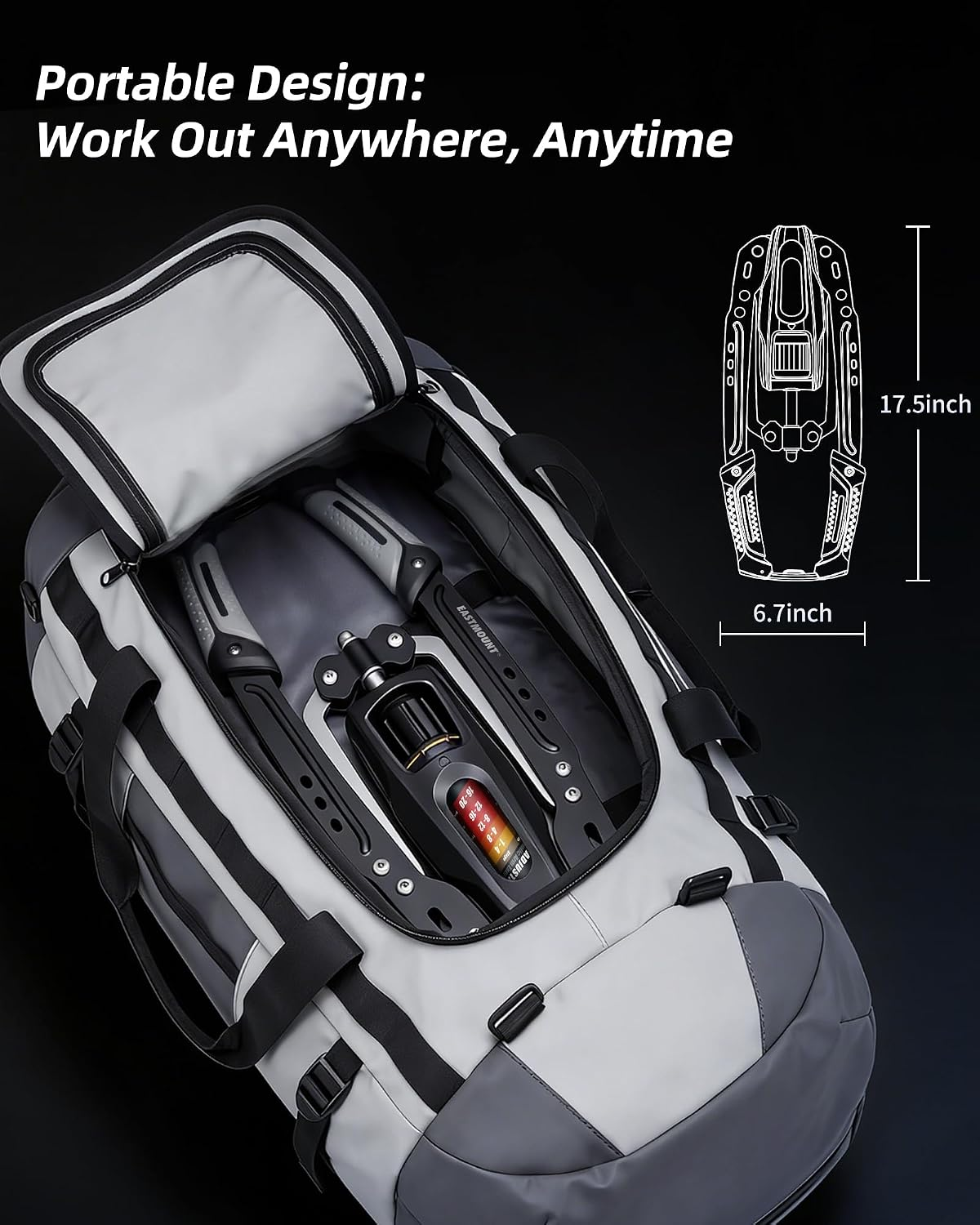 Hydraulic arm trainer folded for compact storage